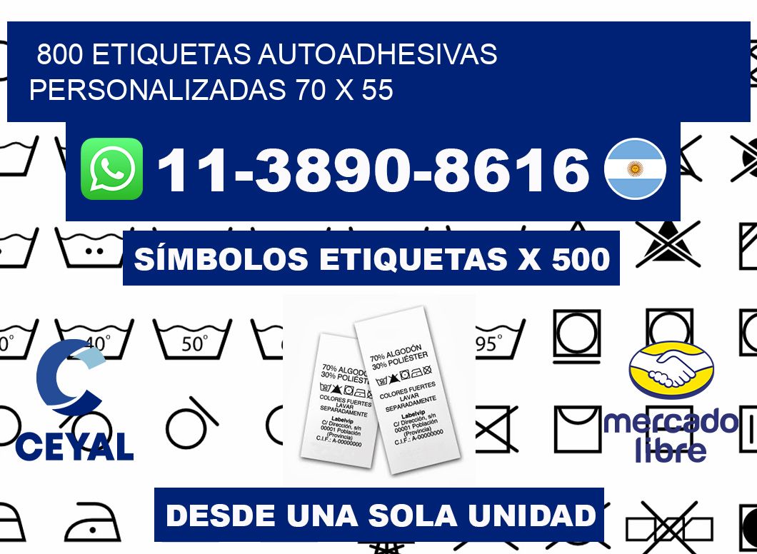800 Etiquetas autoadhesivas personalizadas 70 x 55