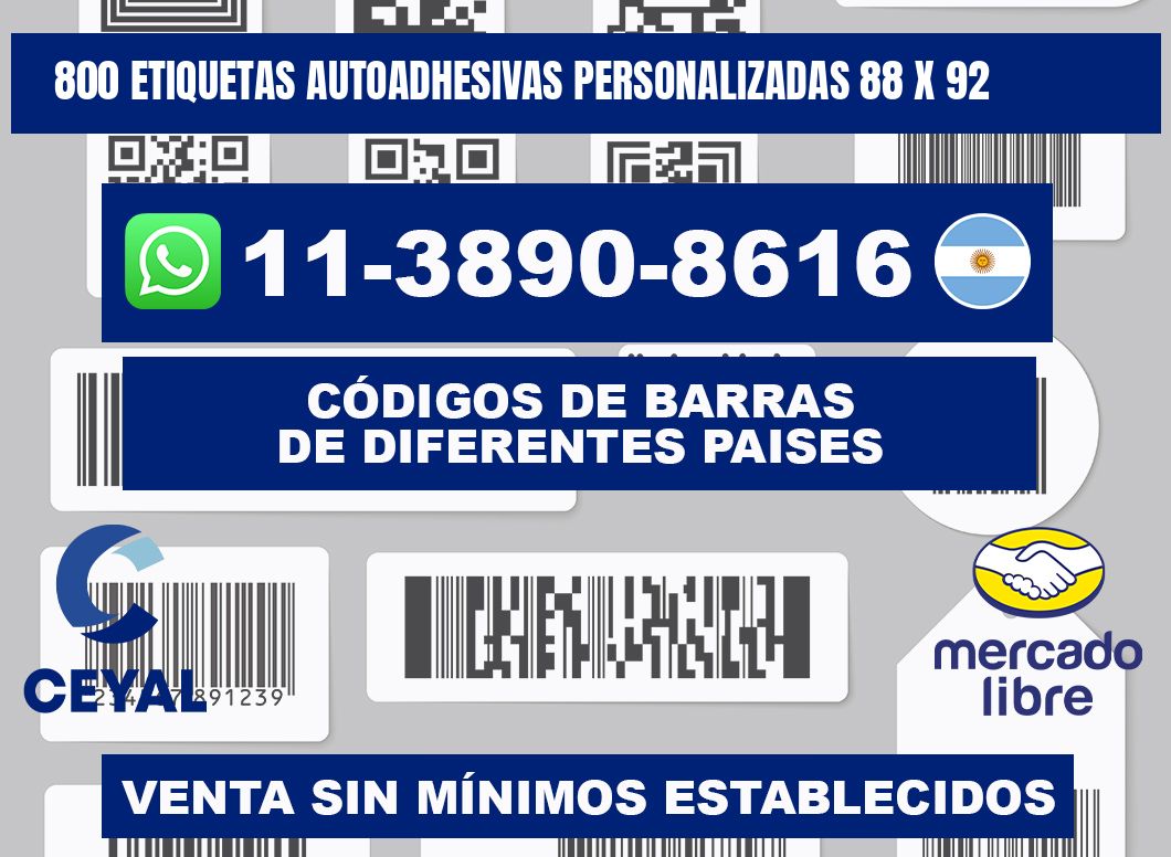 800 Etiquetas autoadhesivas personalizadas 88 x 92