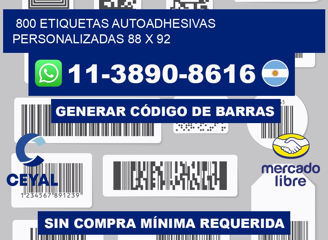 800 Etiquetas autoadhesivas personalizadas 88 x 92