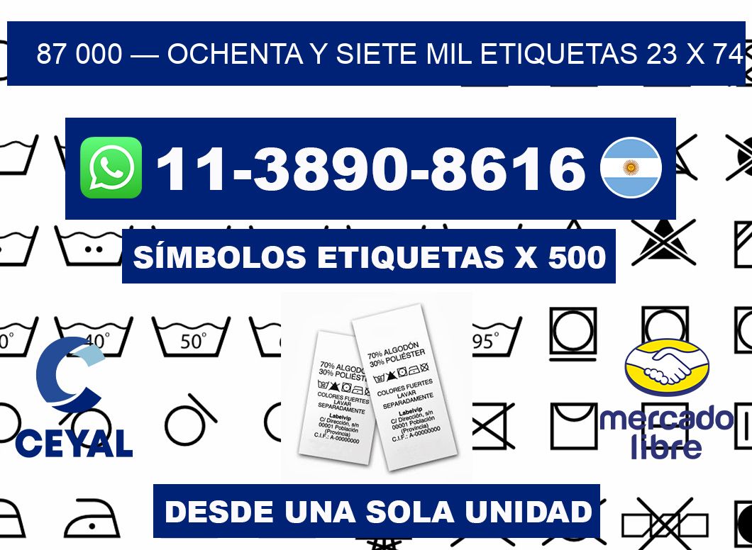87 000 — ochenta y siete mil etiquetas 23 x 74