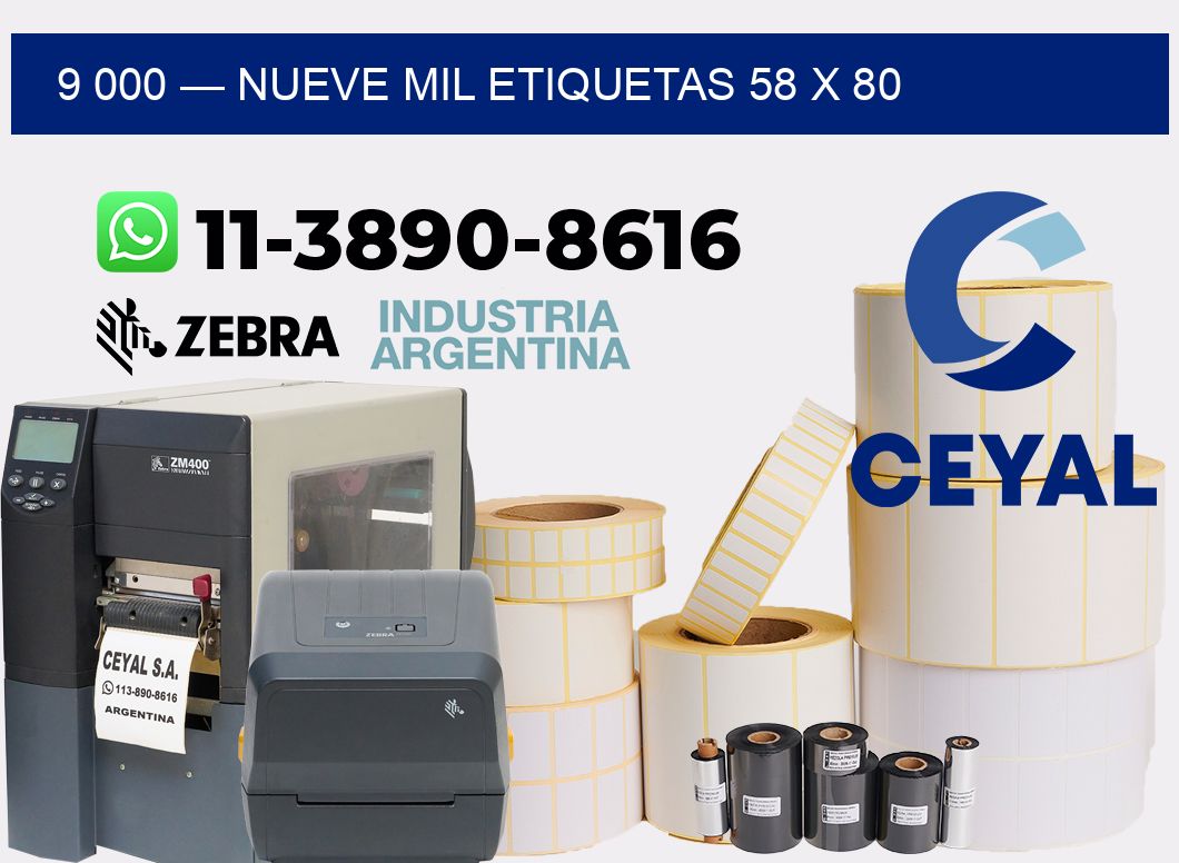 9 000 — nueve mil etiquetas 58 x 80