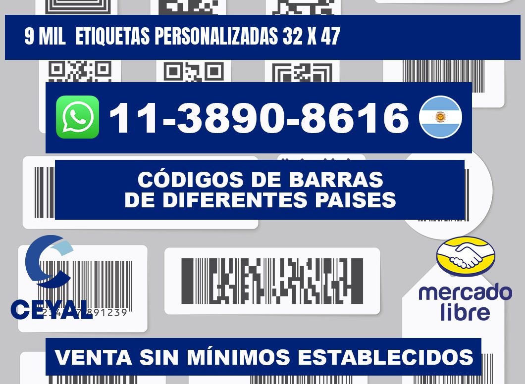 9 mil  etiquetas personalizadas 32 x 47