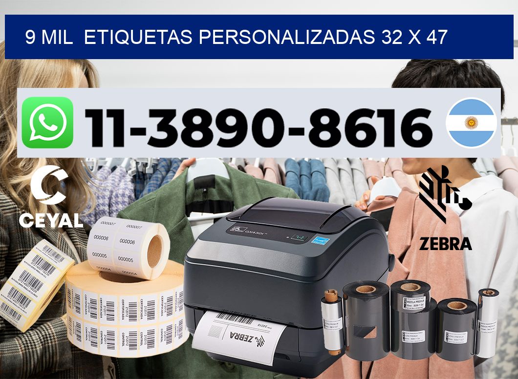 9 mil  etiquetas personalizadas 32 x 47