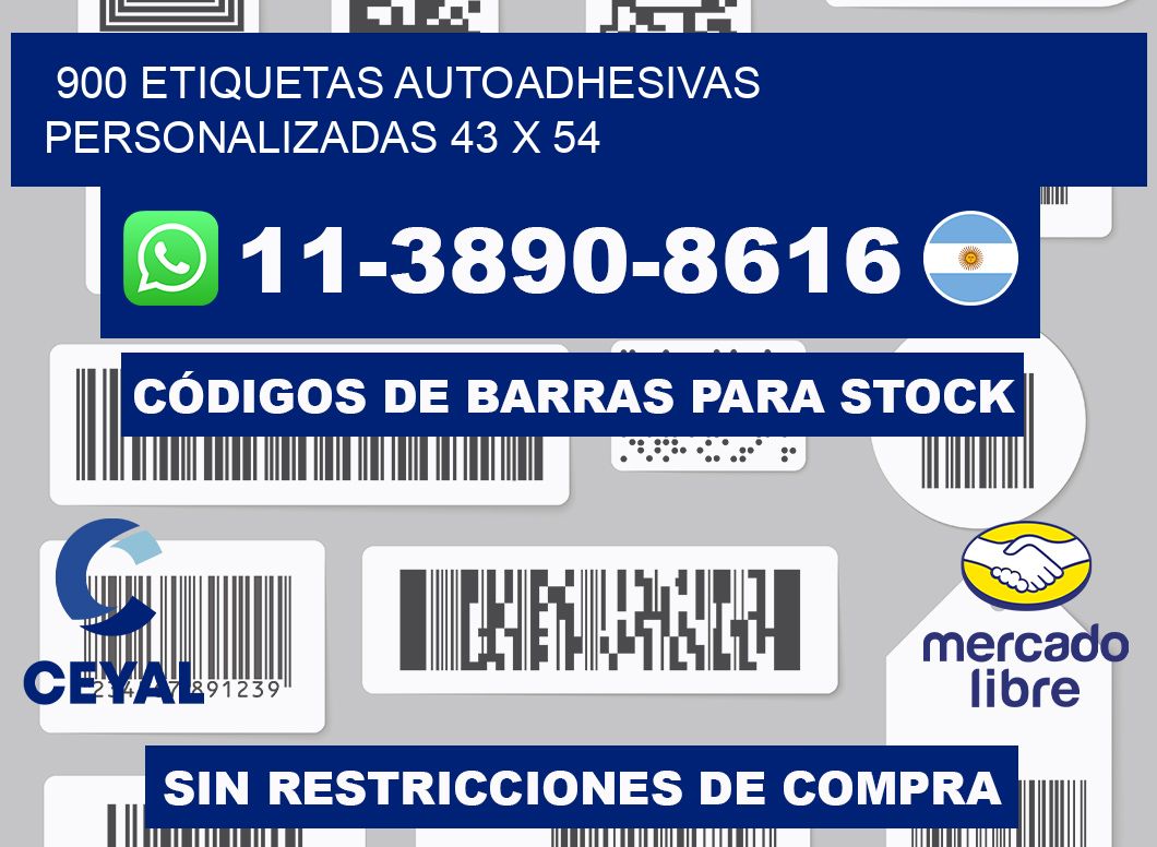 900 Etiquetas autoadhesivas personalizadas 43 x 54