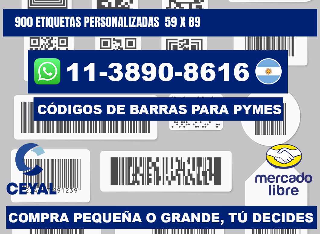 900 etiquetas personalizadas  59 x 89