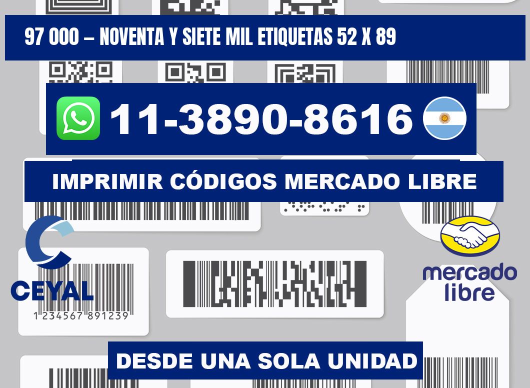 97 000 — noventa y siete mil etiquetas 52 x 89
