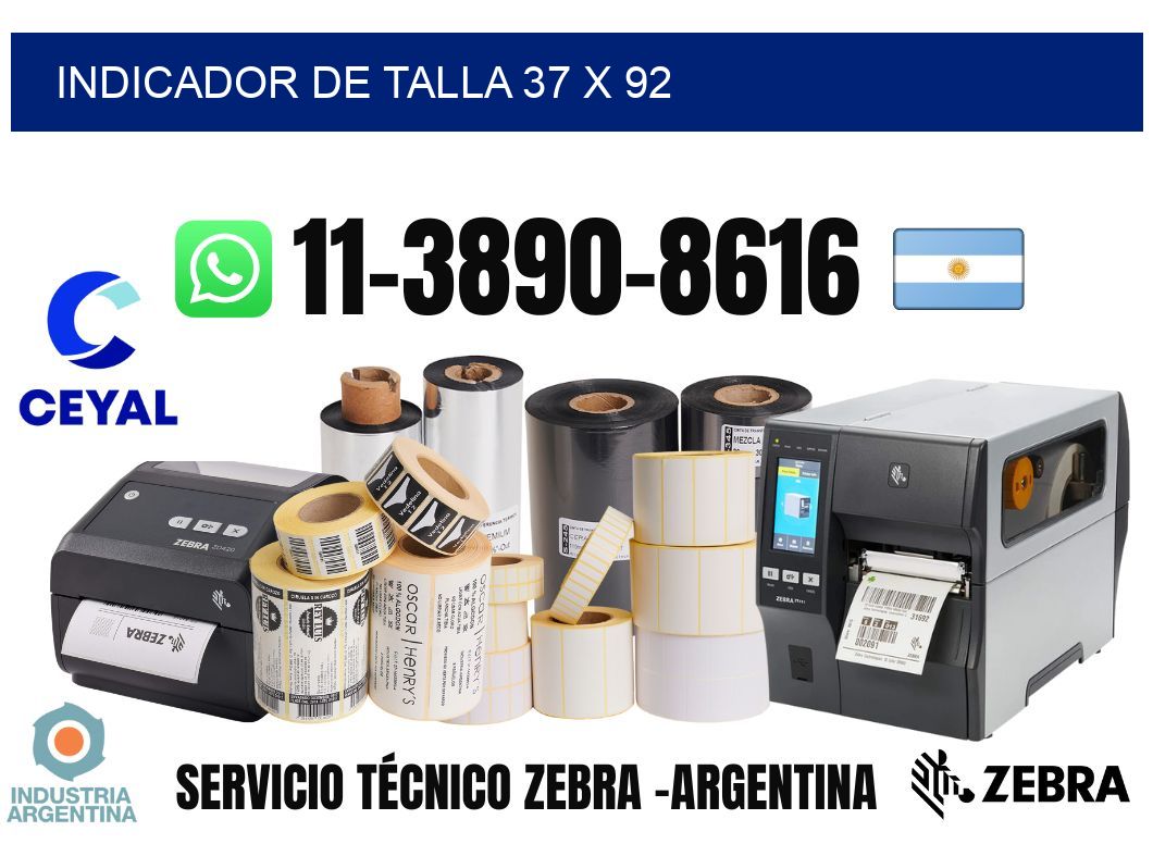 Indicador de talla 37 x 92