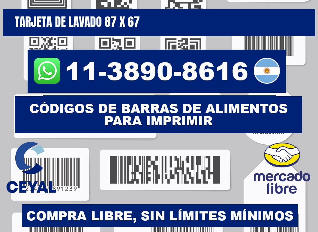 Tarjeta de lavado 87 x 67