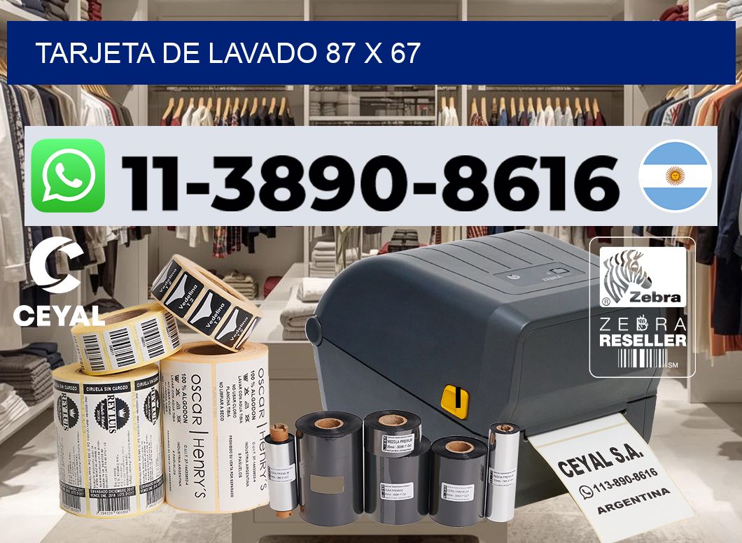 Tarjeta de lavado 87 x 67