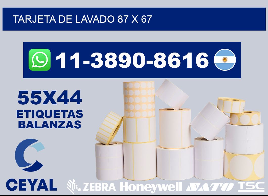 Tarjeta de lavado 87 x 67