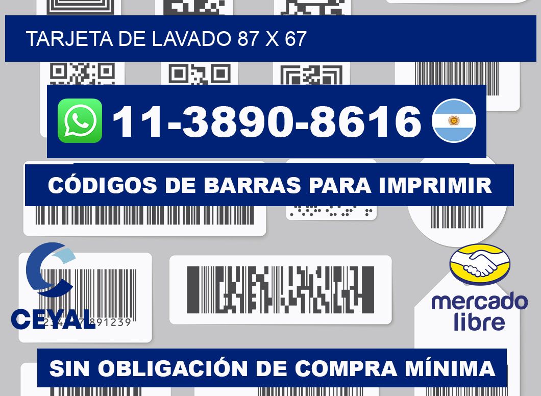 Tarjeta de lavado 87 x 67