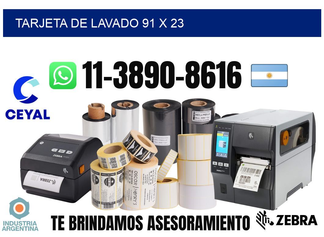 Tarjeta de lavado 91 x 23
