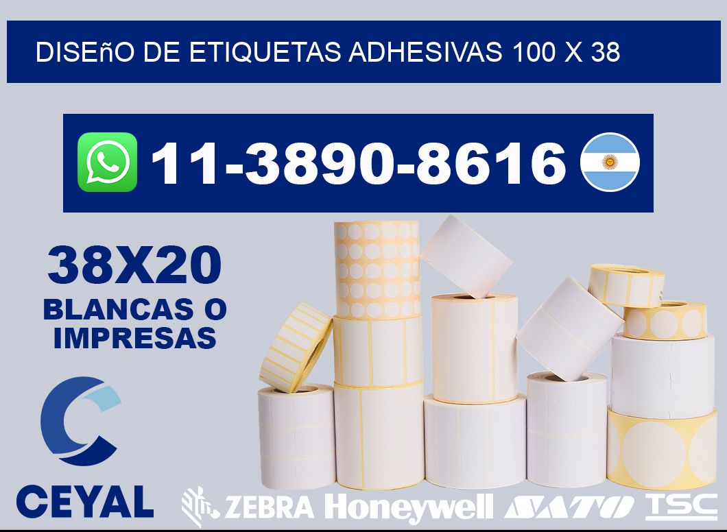 diseño de etiquetas adhesivas 100 x 38