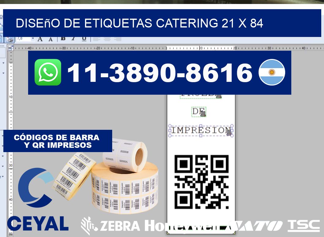 diseño de etiquetas catering 21 x 84