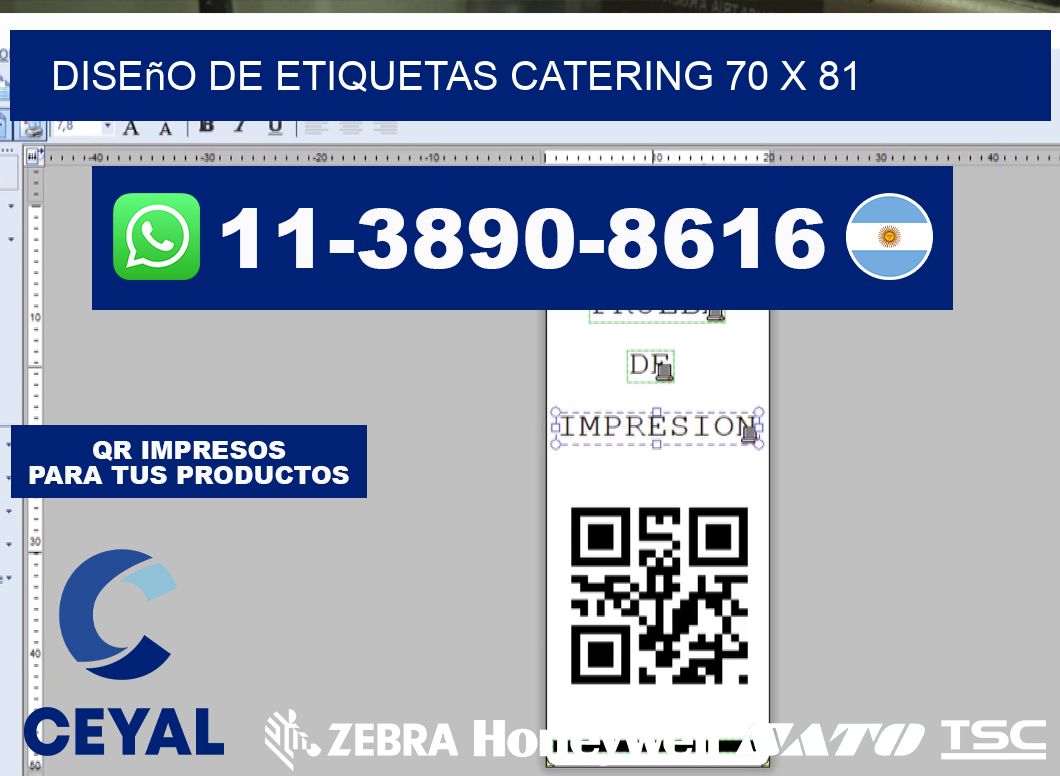 diseño de etiquetas catering 70 x 81