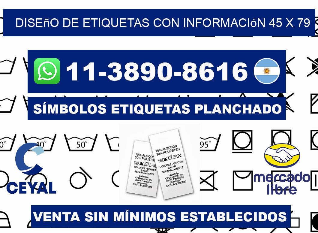 diseño de etiquetas con información 45 x 79