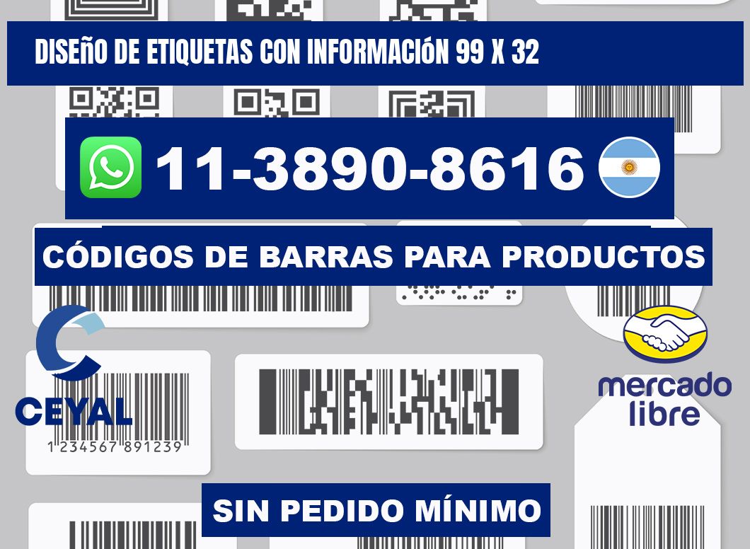 diseño de etiquetas con información 99 x 32