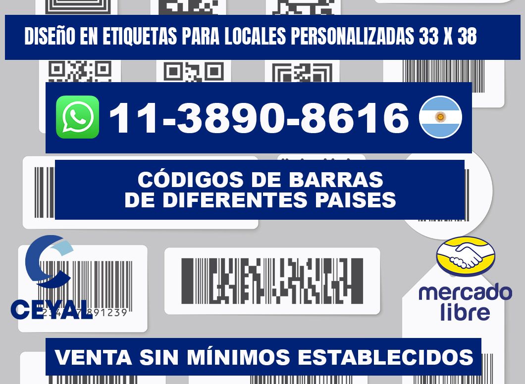 diseño en etiquetas para locales personalizadas 33 x 38