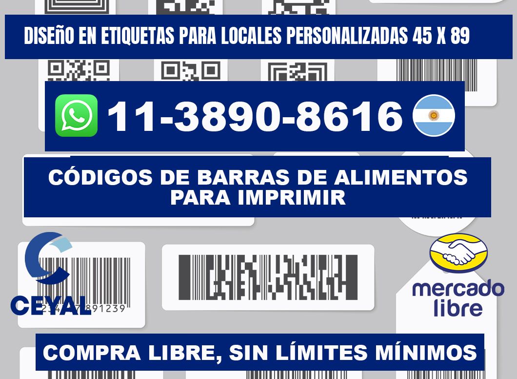 diseño en etiquetas para locales personalizadas 45 x 89