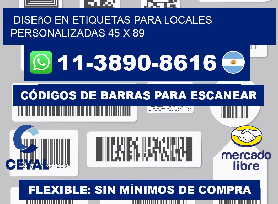 diseño en etiquetas para locales personalizadas 45 x 89