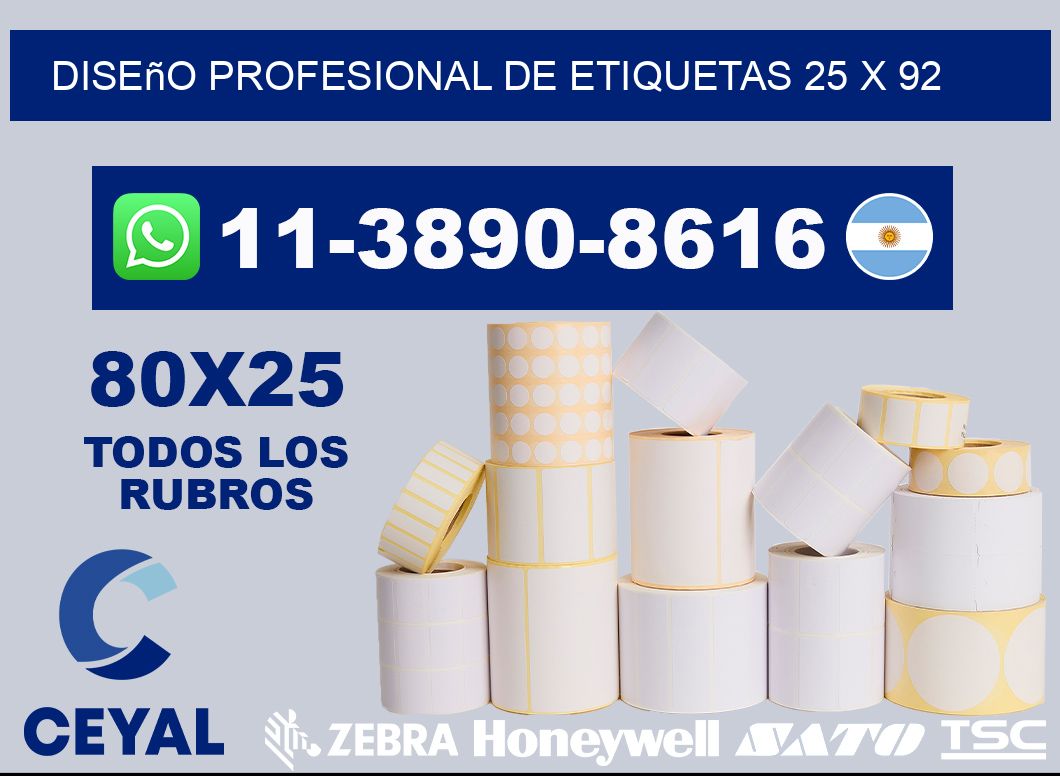 diseño profesional de etiquetas 25 x 92