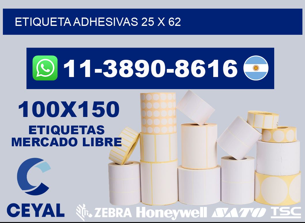 etiqueta adhesivas 25 x 62