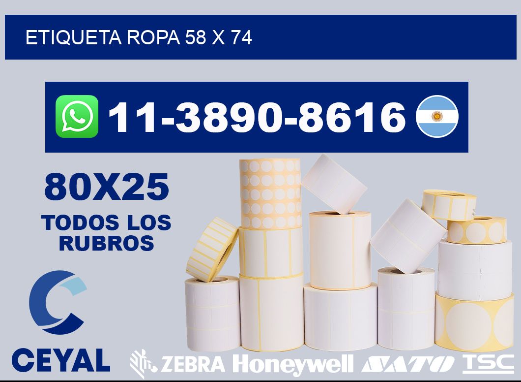 etiqueta ropa 58 x 74