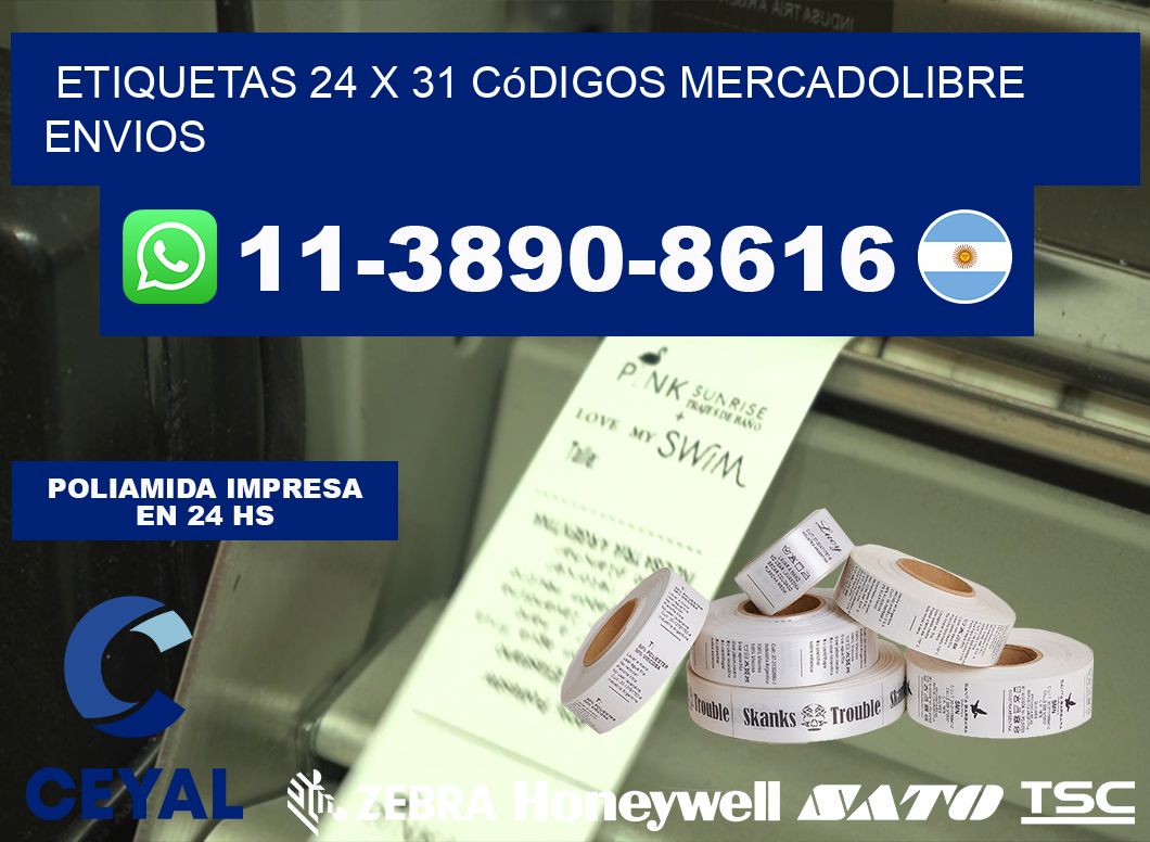 etiquetas 24 x 31 códigos mercadolibre envios