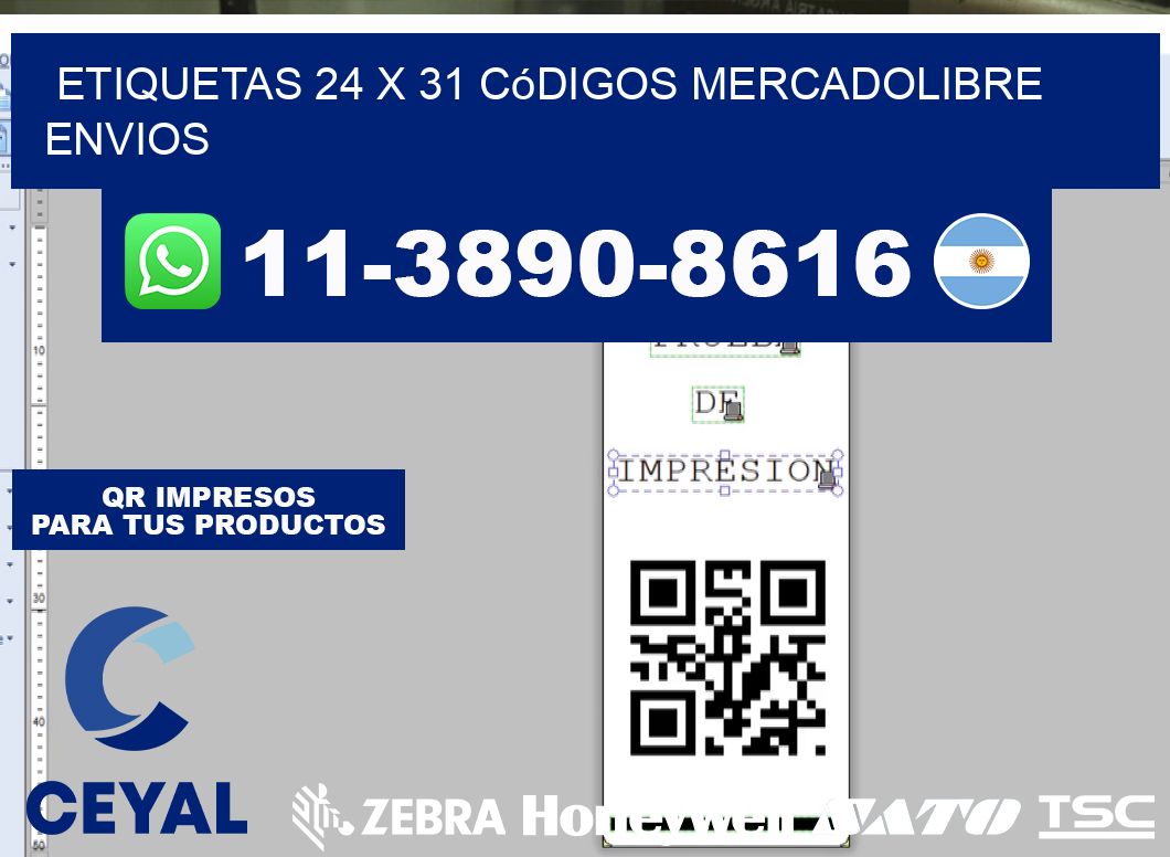 etiquetas 24 x 31 códigos mercadolibre envios