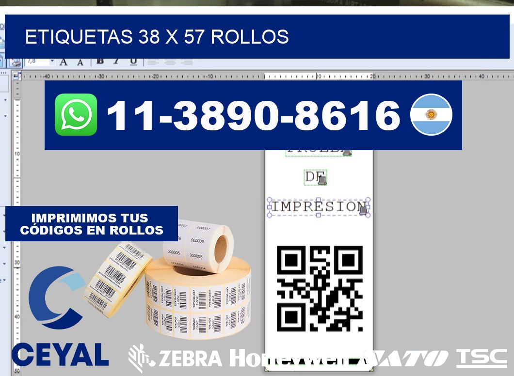 etiquetas 38 x 57 rollos