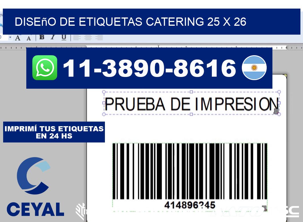 diseño de etiquetas catering 25 x 26