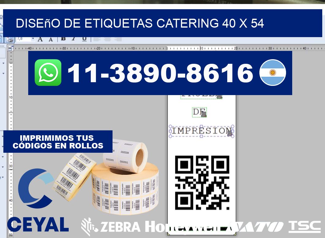 diseño de etiquetas catering 40 x 54