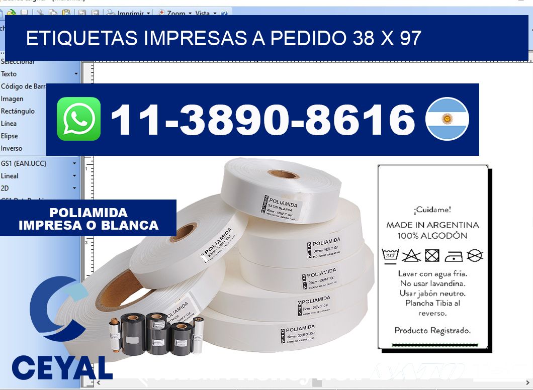 etiquetas impresas a pedido 38 x 97