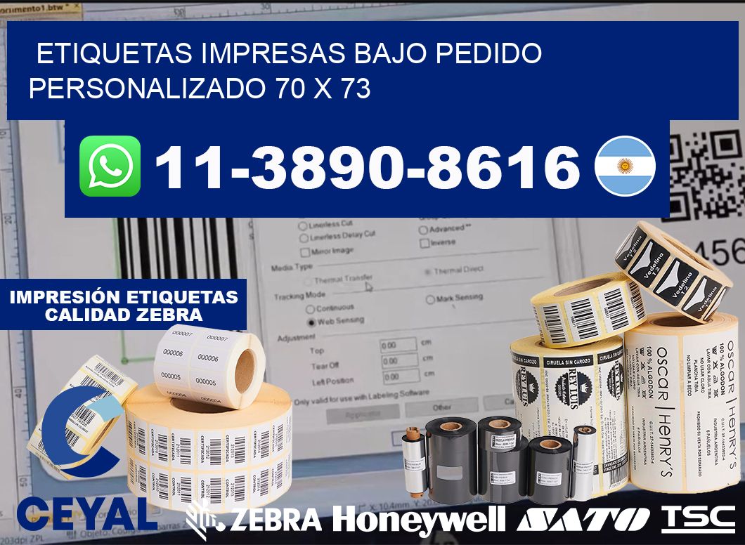 etiquetas impresas bajo pedido personalizado 70 x 73