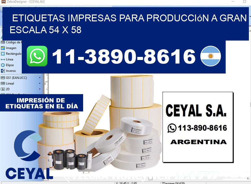 etiquetas impresas para producción a gran escala 54 x 58