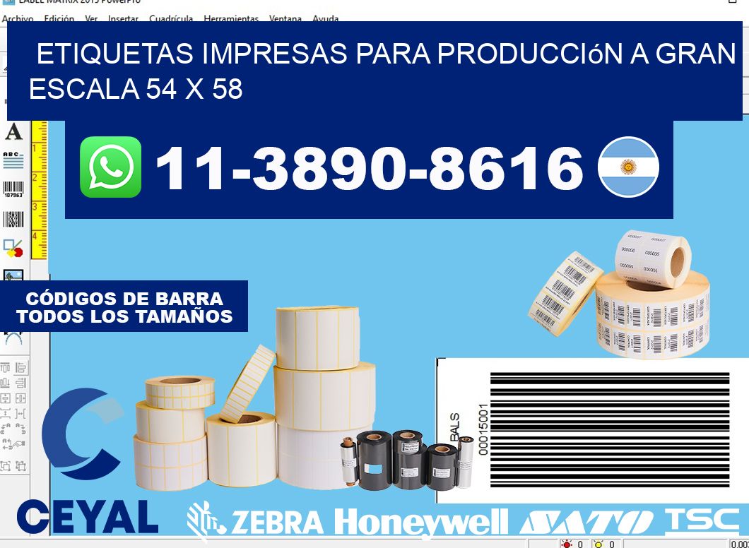 etiquetas impresas para producción a gran escala 54 x 58