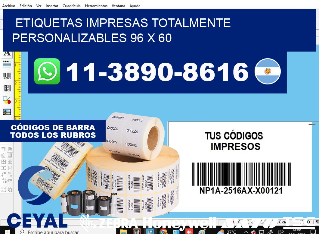 etiquetas impresas totalmente personalizables 96 x 60