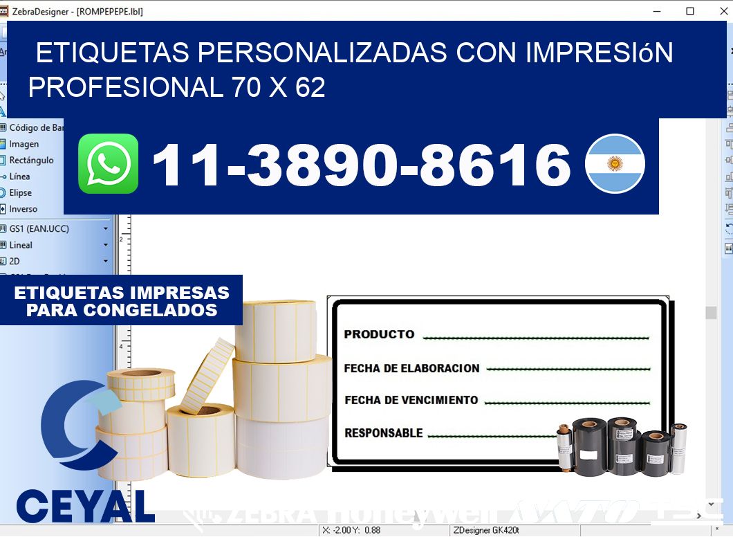 etiquetas personalizadas con impresión profesional 70 x 62