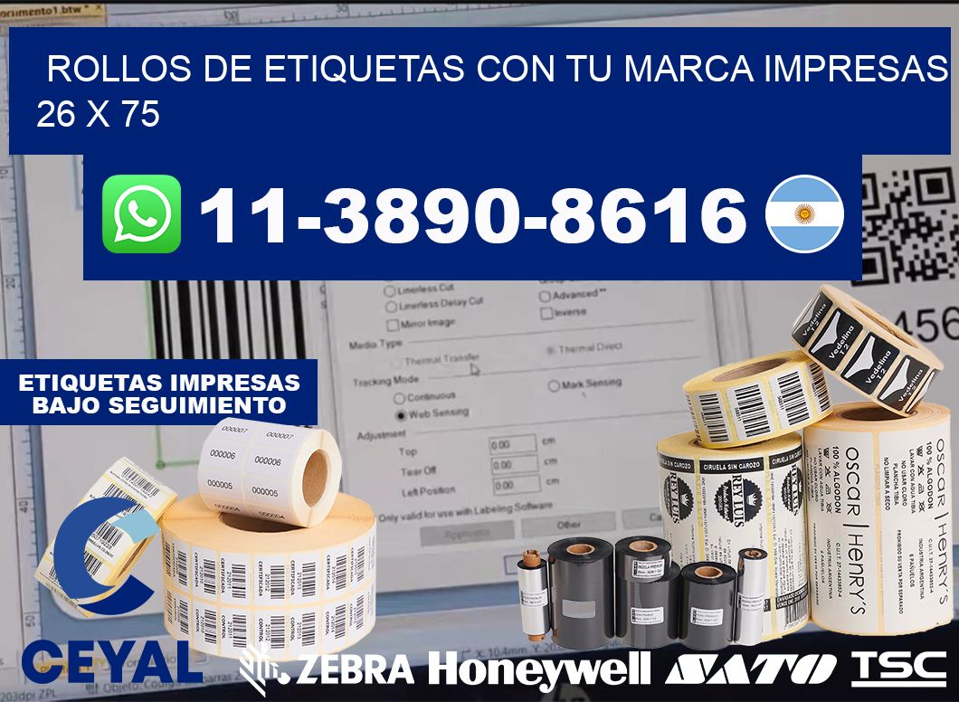 rollos de etiquetas con tu marca impresas 26 x 75
