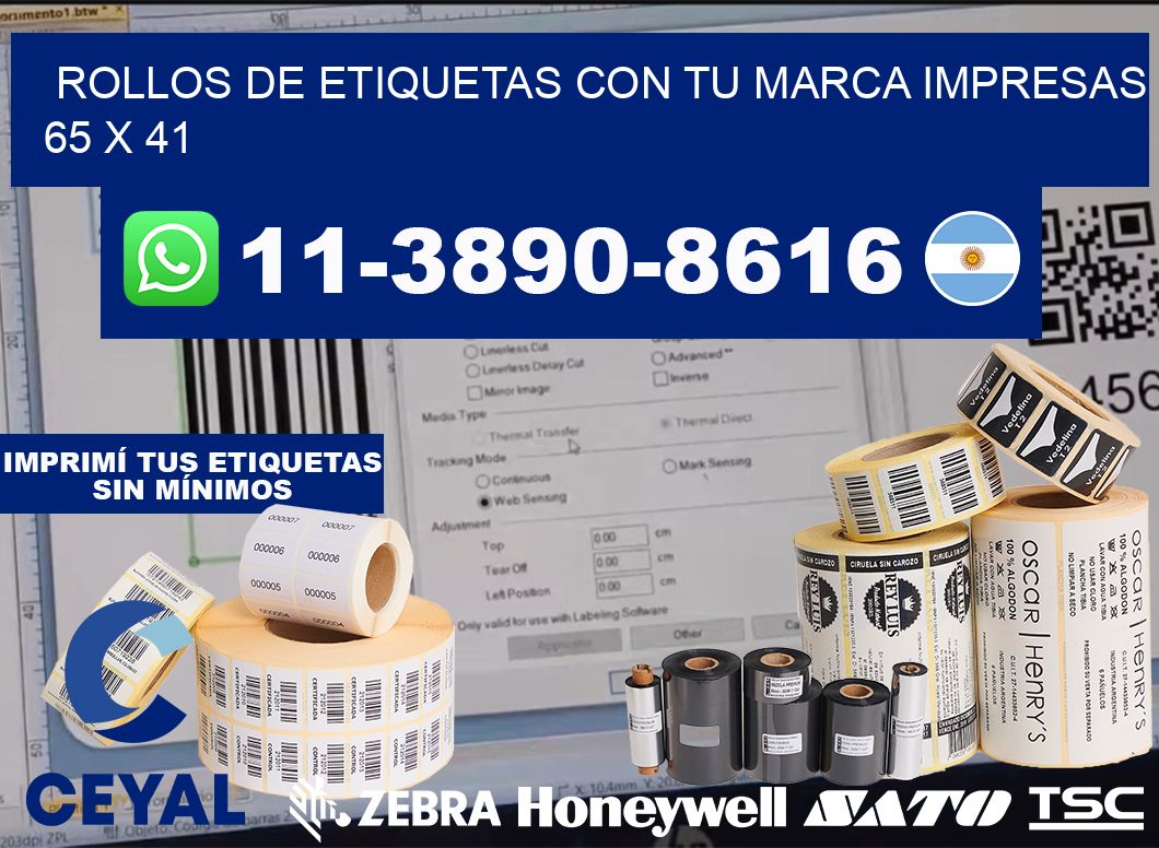 rollos de etiquetas con tu marca impresas 65 x 41