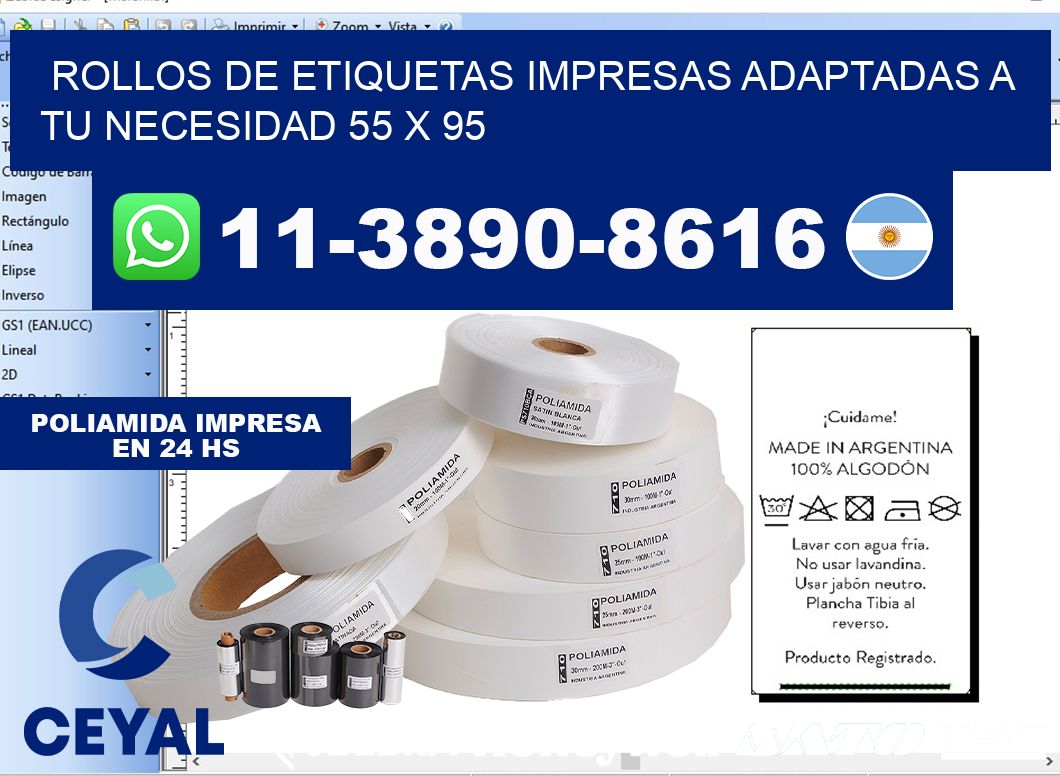 rollos de etiquetas impresas adaptadas a tu necesidad 55 x 95