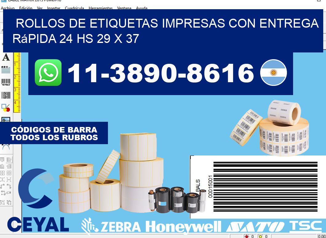 rollos de etiquetas impresas con entrega rápida 24 hs 29 x 37
