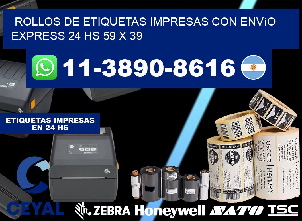 rollos de etiquetas impresas con envío express 24 hs 59 x 39