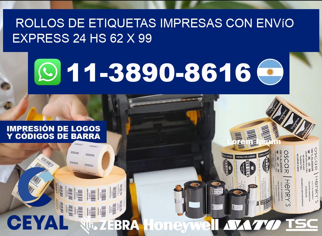 rollos de etiquetas impresas con envío express 24 hs 62 x 99