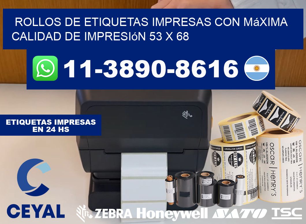 rollos de etiquetas impresas con máxima calidad de impresión 53 x 68