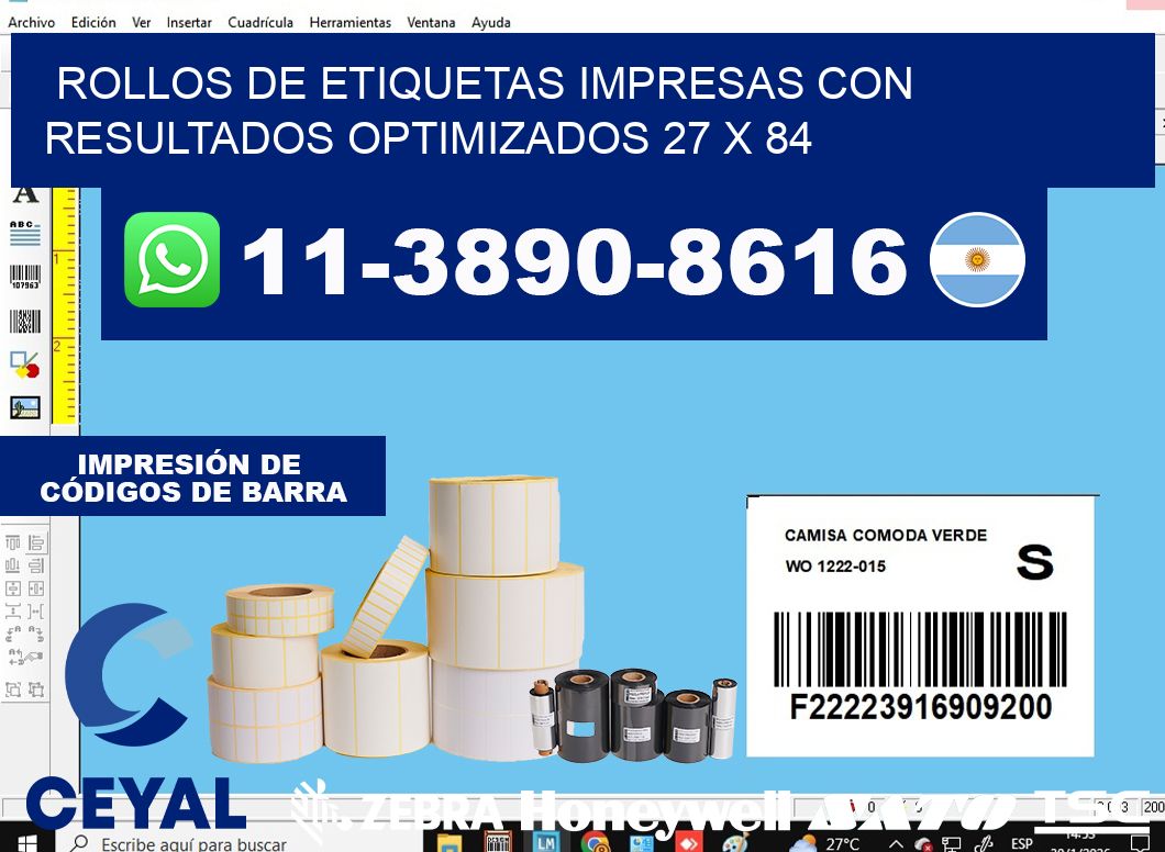 rollos de etiquetas impresas con resultados optimizados 27 x 84