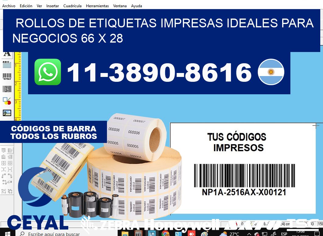 rollos de etiquetas impresas ideales para negocios 66 x 28