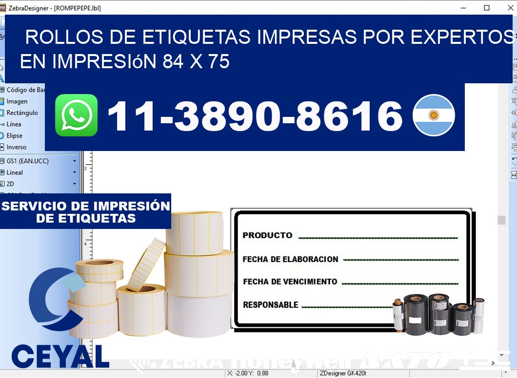 rollos de etiquetas impresas por expertos en impresión 84 x 75