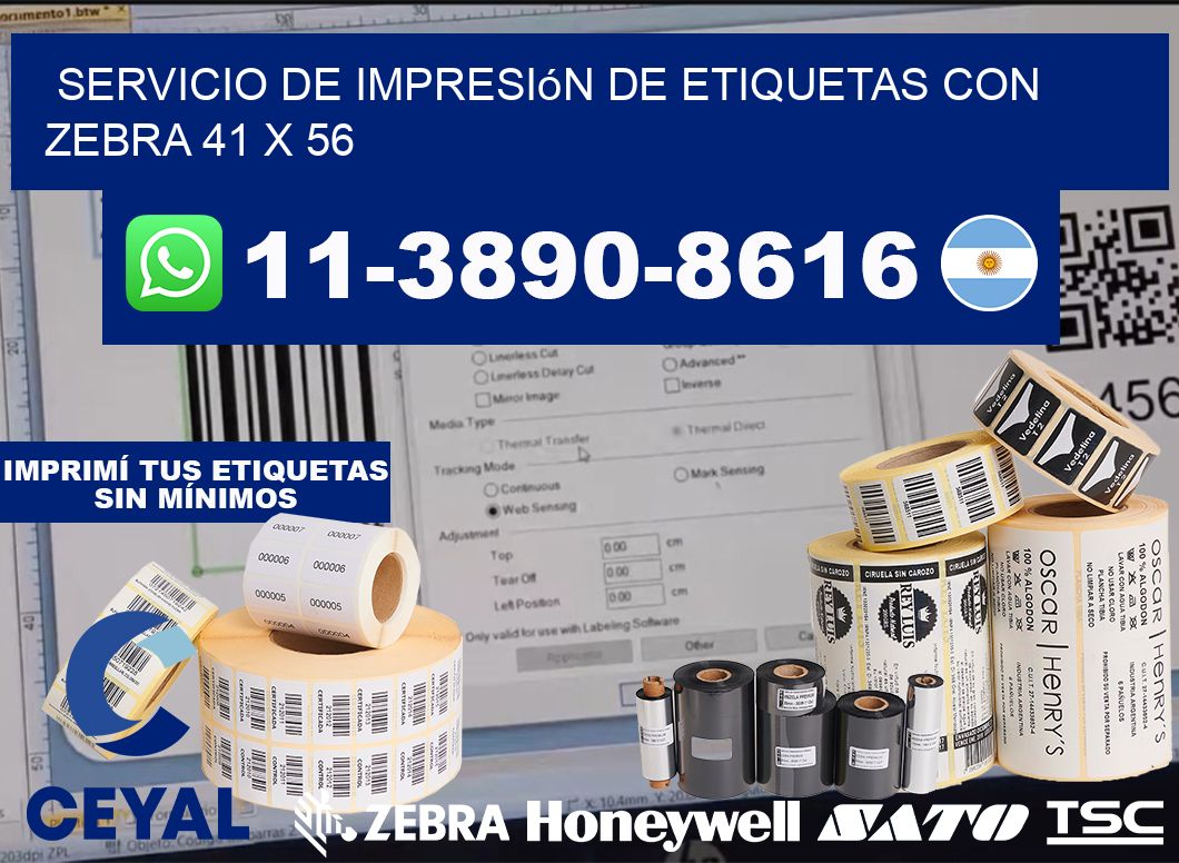 servicio de impresión de etiquetas con Zebra 41 x 56