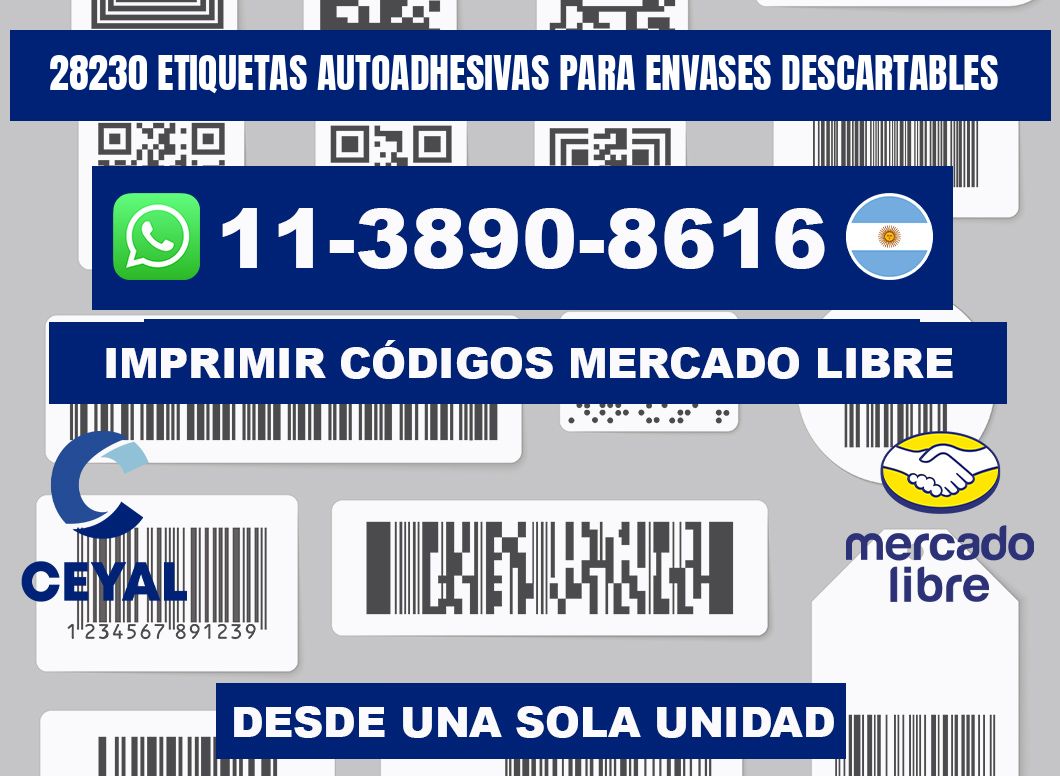 28230 etiquetas autoadhesivas para envases descartables
